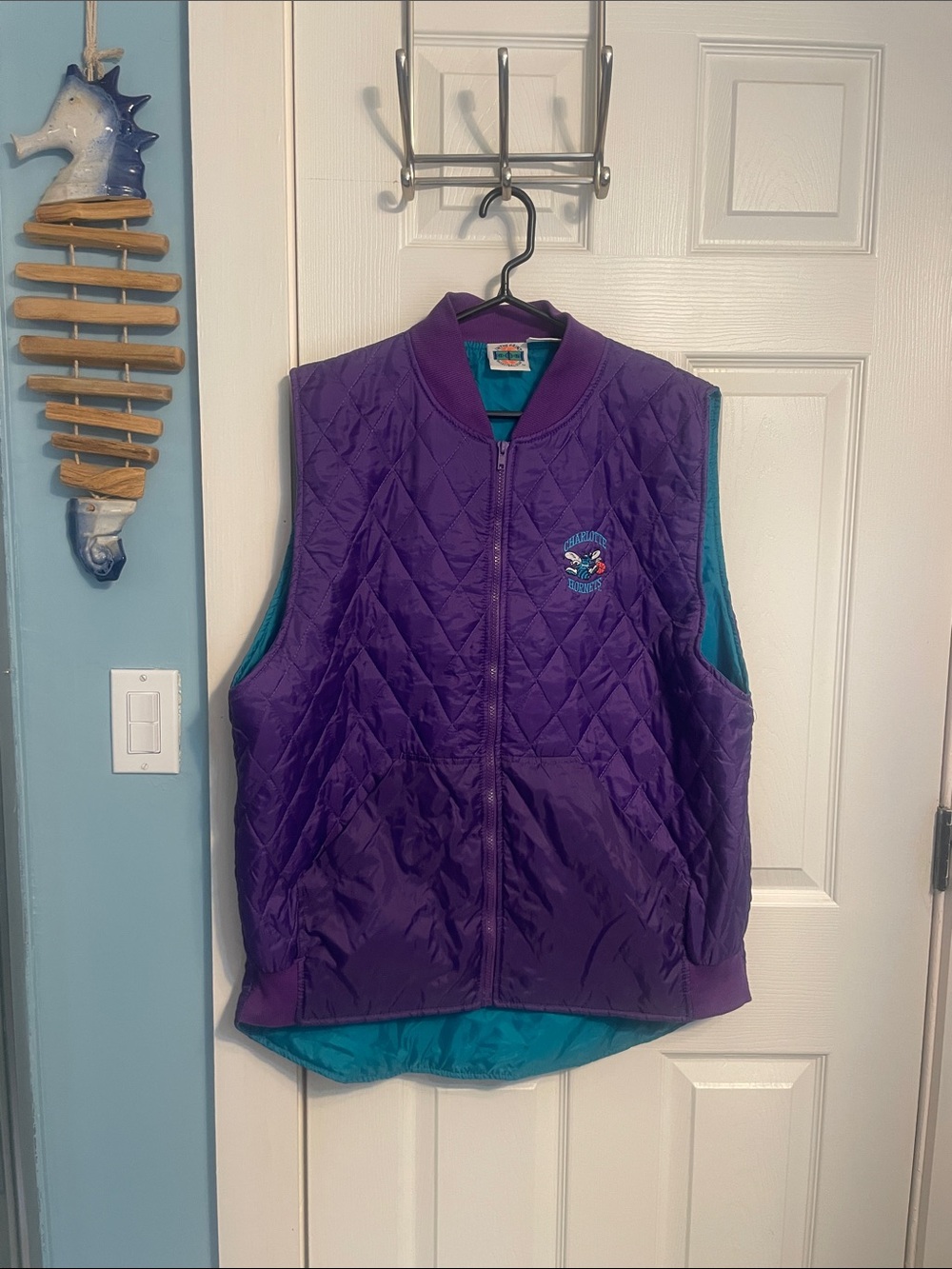 Charlotte Hornets Purple Quilted Mens Reversible Vest